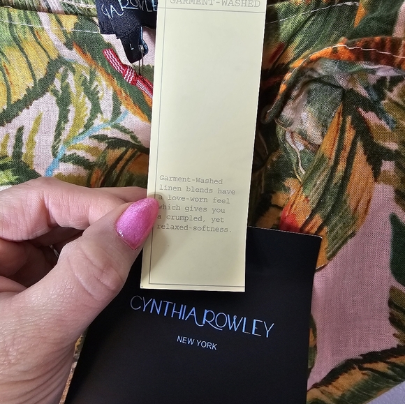 Cynthia Rowley Floral Ruffle Sleeve Linen Blend Crop Top Women's Size Large NWT - Picture 6 of 9